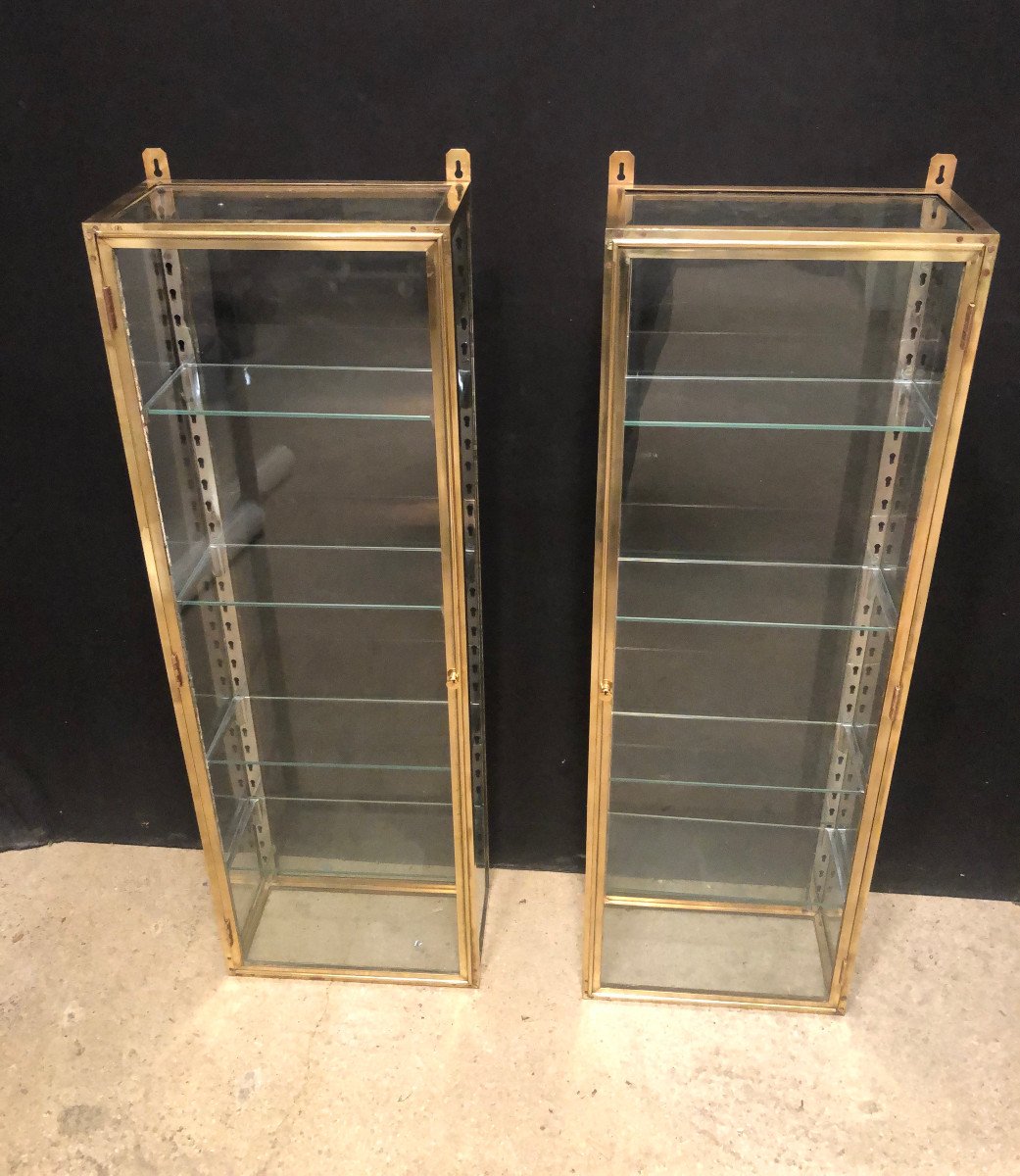 Pair Of Old Wall Display Cases.-photo-6