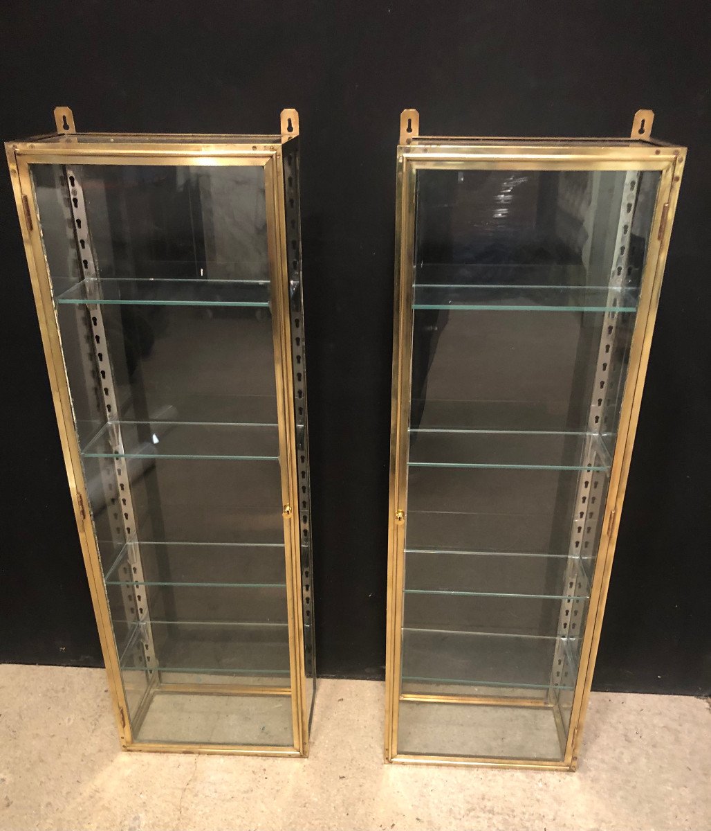 Pair Of Old Wall Display Cases.-photo-7