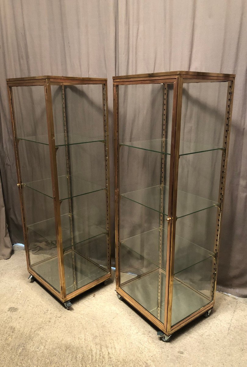 Pair Of Old Shop Display Cases. Columns, Jewelry Store, Collector.-photo-3