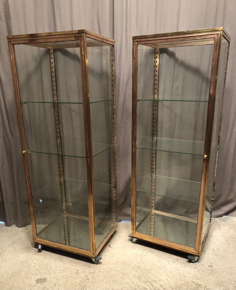 Pair Of Old Shop Display Cases. Columns, Jewelry Store, Collector.-photo-3