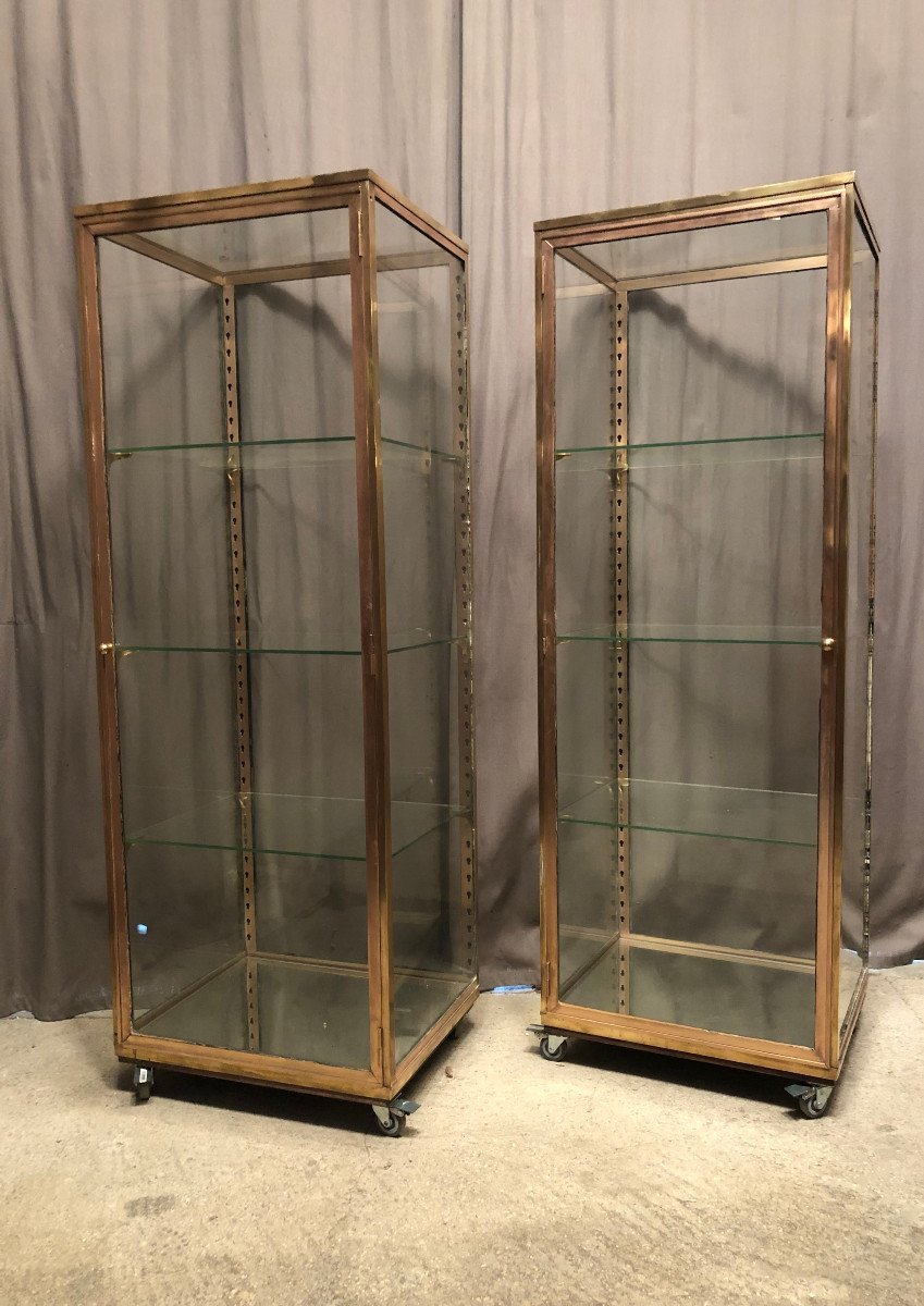 Pair Of Old Shop Display Cases. Columns, Jewelry Store, Collector.