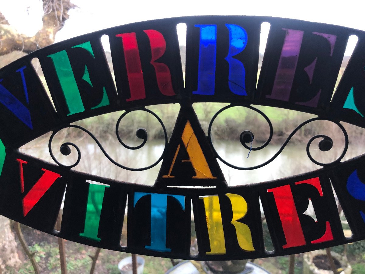 Old Glazier Sign, Stained Glass Artist. Folk Art.-photo-4