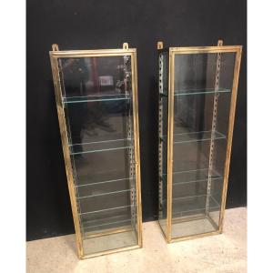 Pair Of Old Wall Display Cases.