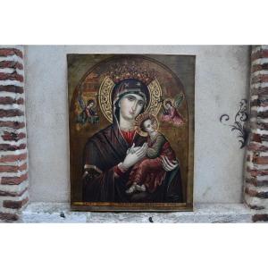 19th Century Virgin And Child Painting