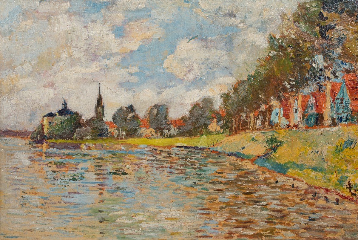 Seine à Pont-marly, XIXe Siècle  Inscrit à Alfred Sisley (1938-1899)  Vue Impressionniste 