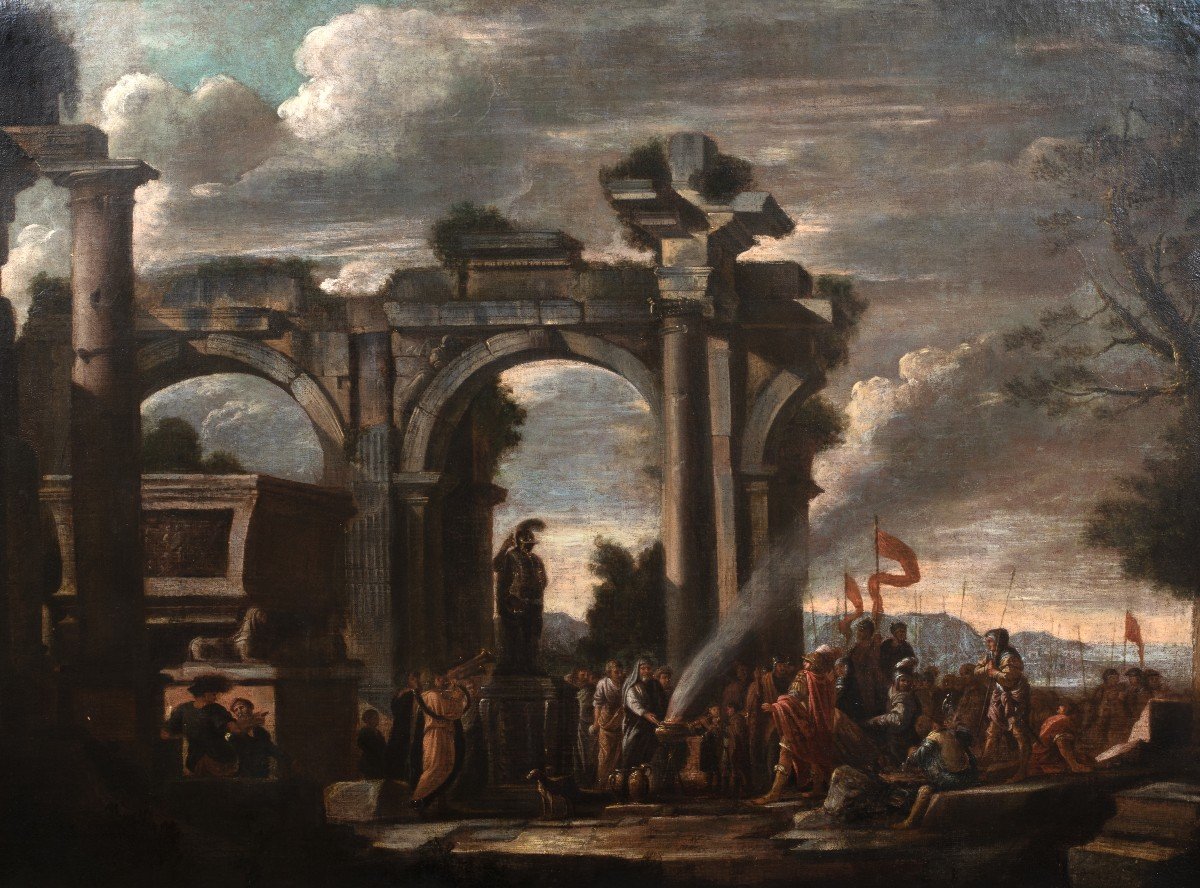 Alexandre Le Grand Au Temple d'Achille, XVIIIe Siècle  Ecole De Giovanni Paolo Panini -photo-2