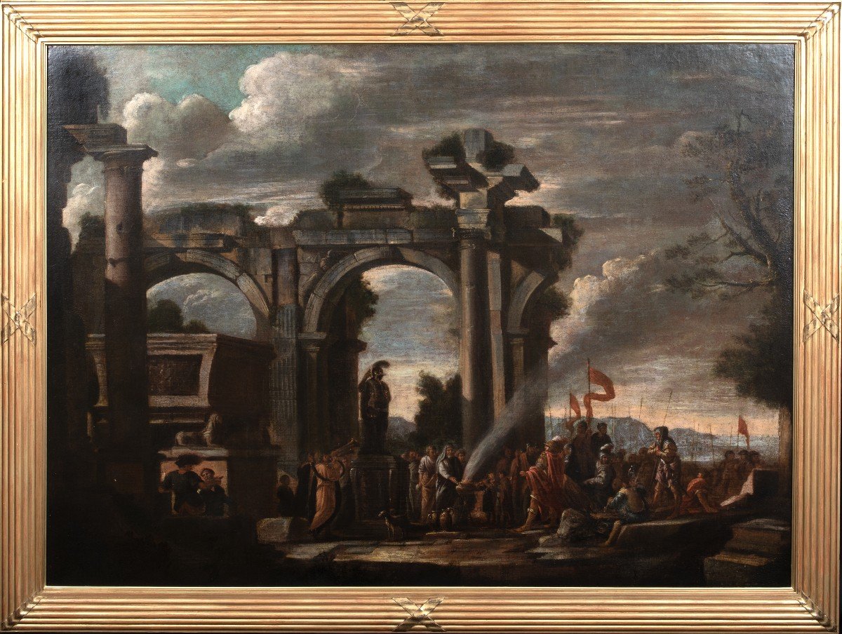 Alexandre Le Grand Au Temple d'Achille, XVIIIe Siècle  Ecole De Giovanni Paolo Panini 