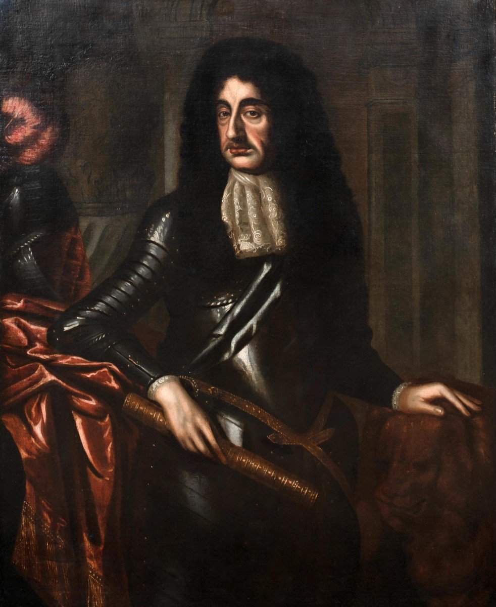 Portrait Of King Charles II Of England (1630-1685), 17th Century British School-photo-3