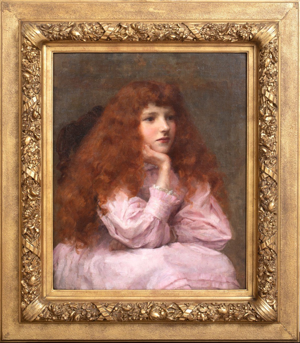 Portrait d'Une Jeune Fille Rousse En Rose, XIXe Siècle  George Sheridan Knowles (1863-1931) 