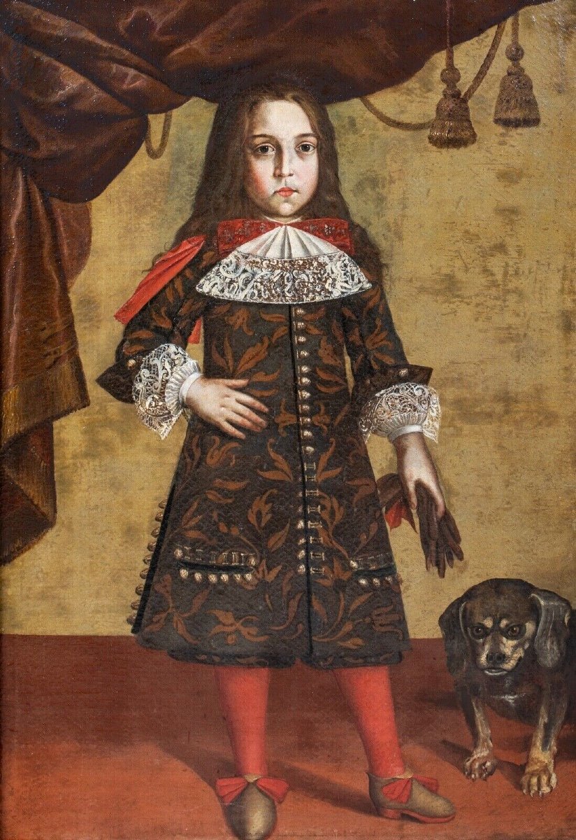 Portrait Of A Boy And A Dog, 17th Century Piedmontese School Circa 1620 Large Portrait-photo-2