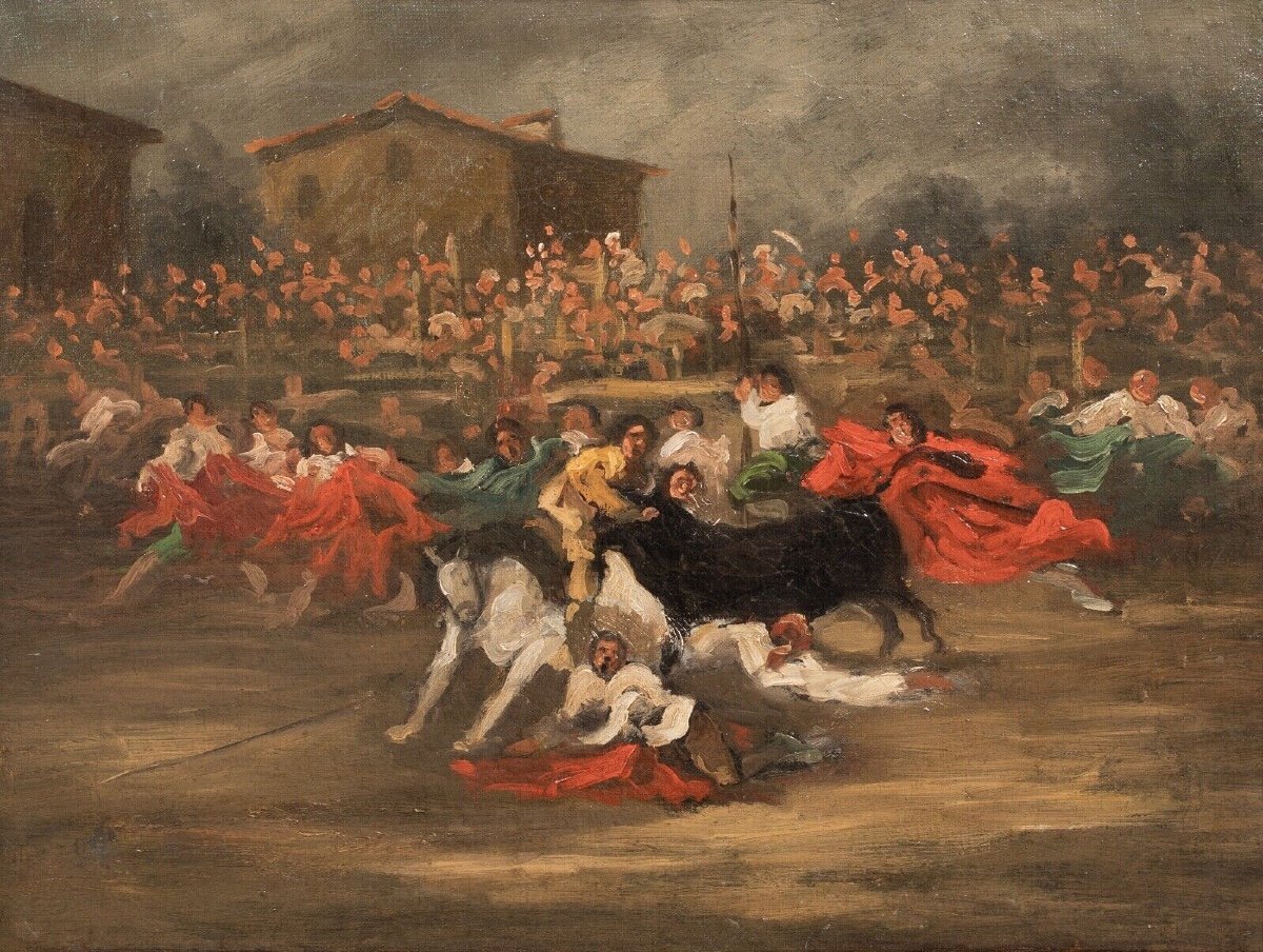 Bullfight In A Spanish Town Square, Circa 1826 Dedication To Francisco Goya (1746-1828) -photo-2