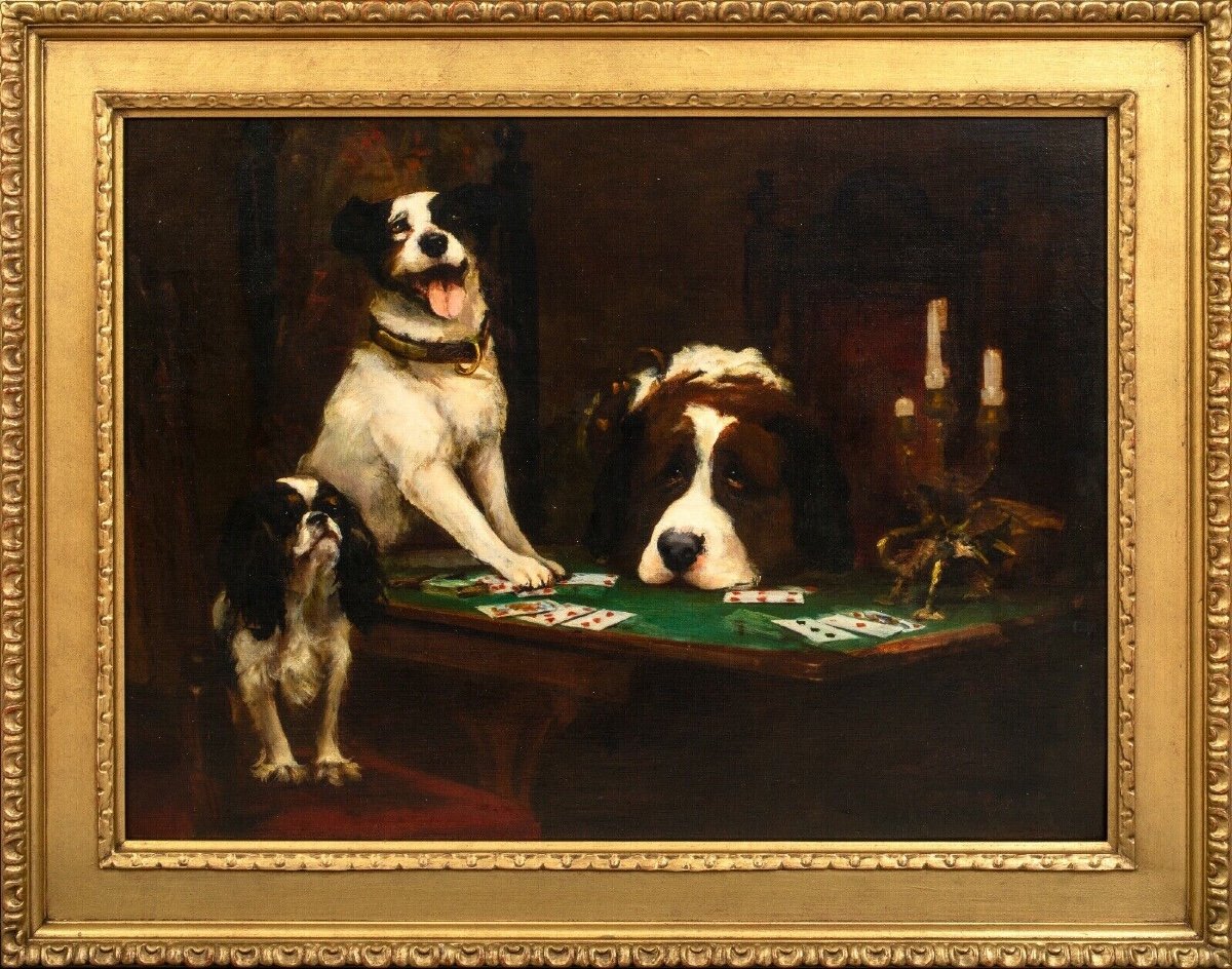 Un Jeu De Cartes, XIXe Siècle  Par Henry George Sharp (1834-1900)  