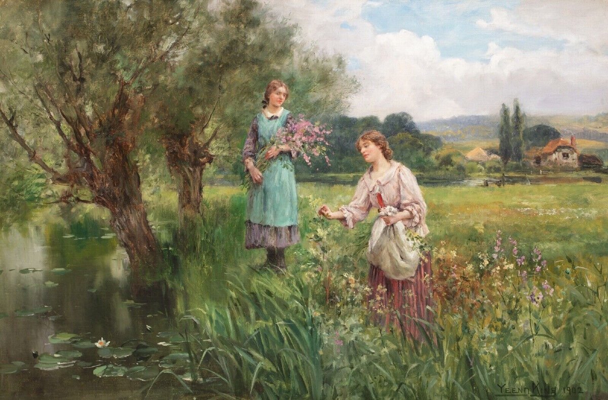 Cueillette De Fleurs Au Printemps, XIXe Siècle  John Yeend King (1855-1924) -photo-3