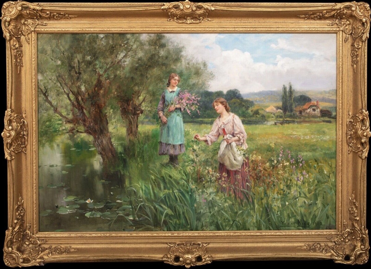 Cueillette De Fleurs Au Printemps, XIXe Siècle  John Yeend King (1855-1924) 