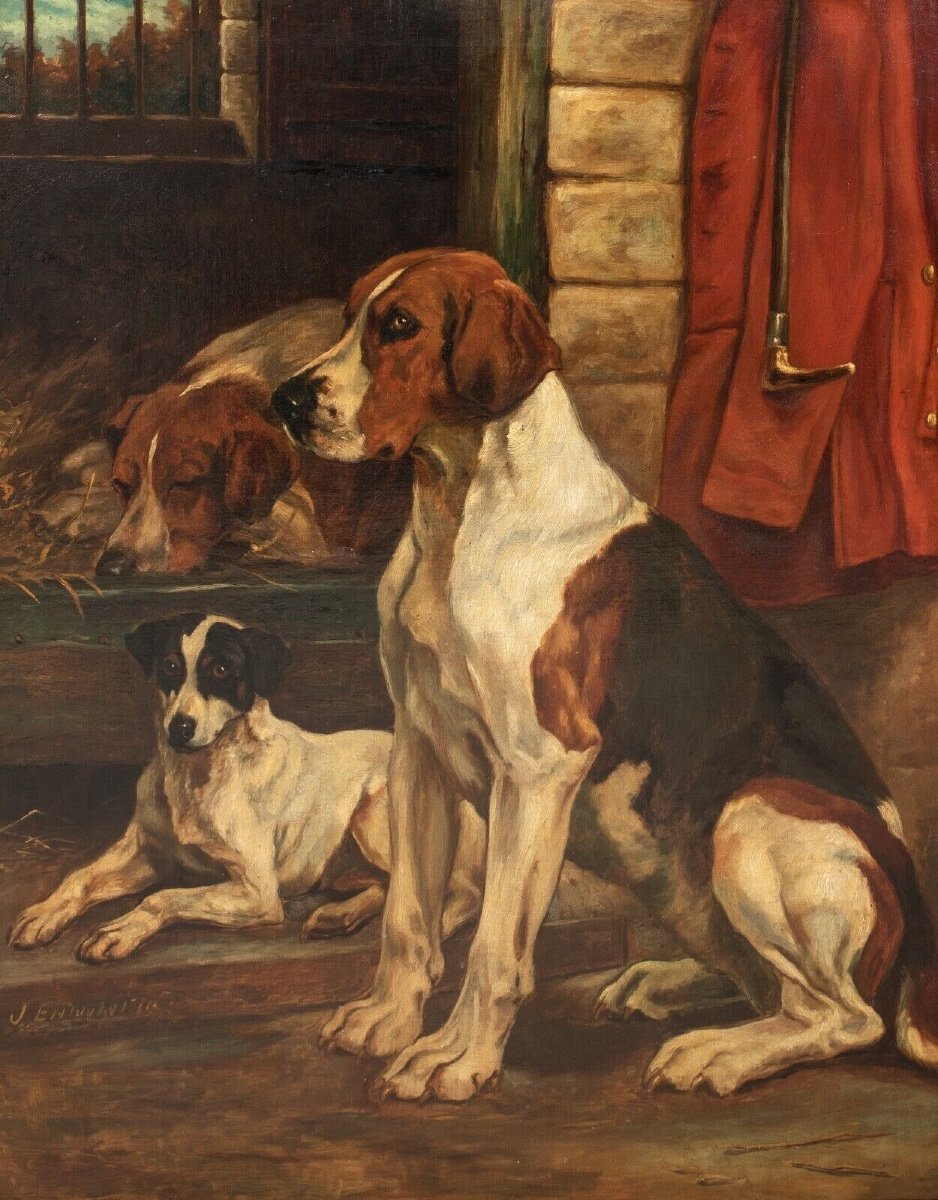 Fox Hounds And Jack Russell Terriers In Kennels, 19th Century By John C Entwistle 