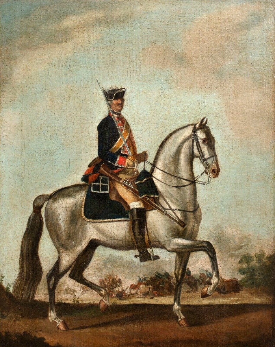 Officier Et Cheval Des Royal Queens Dragoons, Guerre De Sept Ans (1756-1763). XVIIIe Siècle 