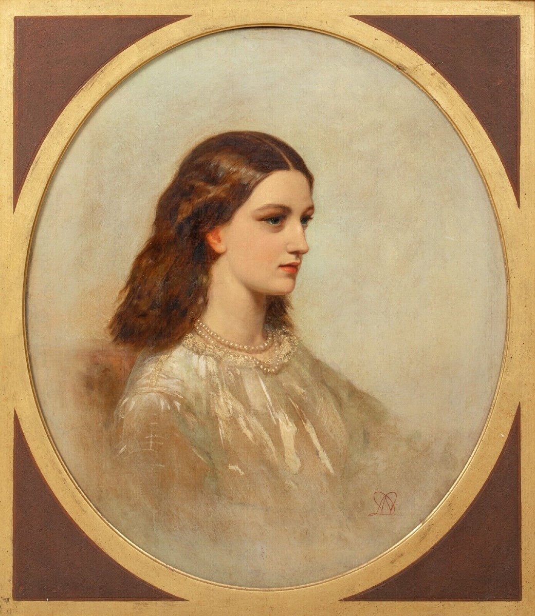 Portrait Of Rebecca Solomon, 19th Century Monogrammed Wm - Attributed To William Morris (1834-1896)-photo-2