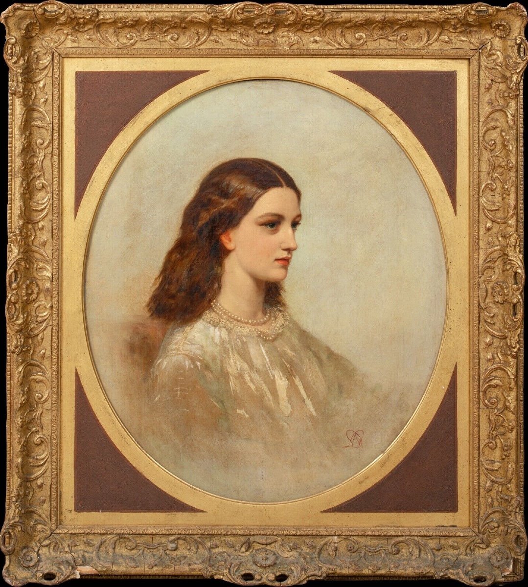 Portrait Of Rebecca Solomon, 19th Century Monogrammed Wm - Attributed To William Morris (1834-1896)