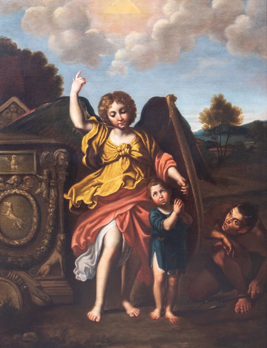 The Angel Gabriel, Jesus And Satan, 17th Century Circle Of Domenichino (181-1641)  -photo-3