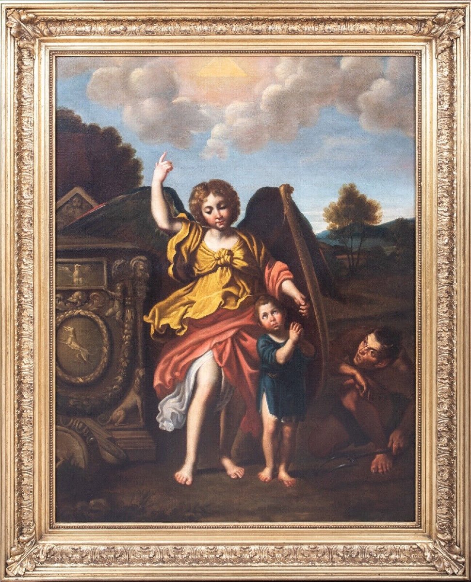 The Angel Gabriel, Jesus And Satan, 17th Century Circle Of Domenichino (181-1641)  