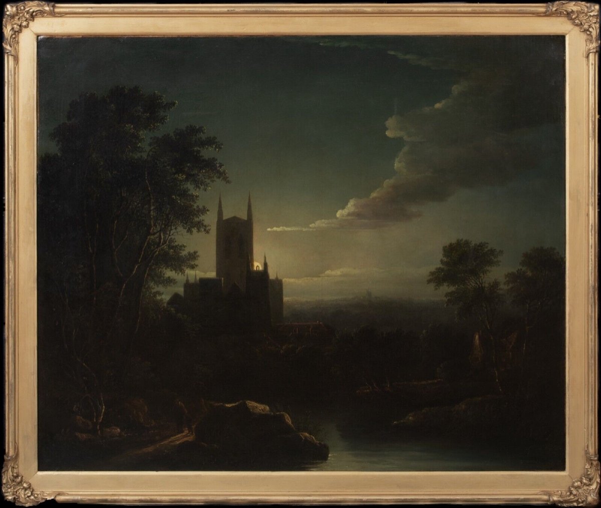 Paysage De Cathédrale Au Clair De Lune, XIXe Siècle  Henry Pether (1800-1880)  