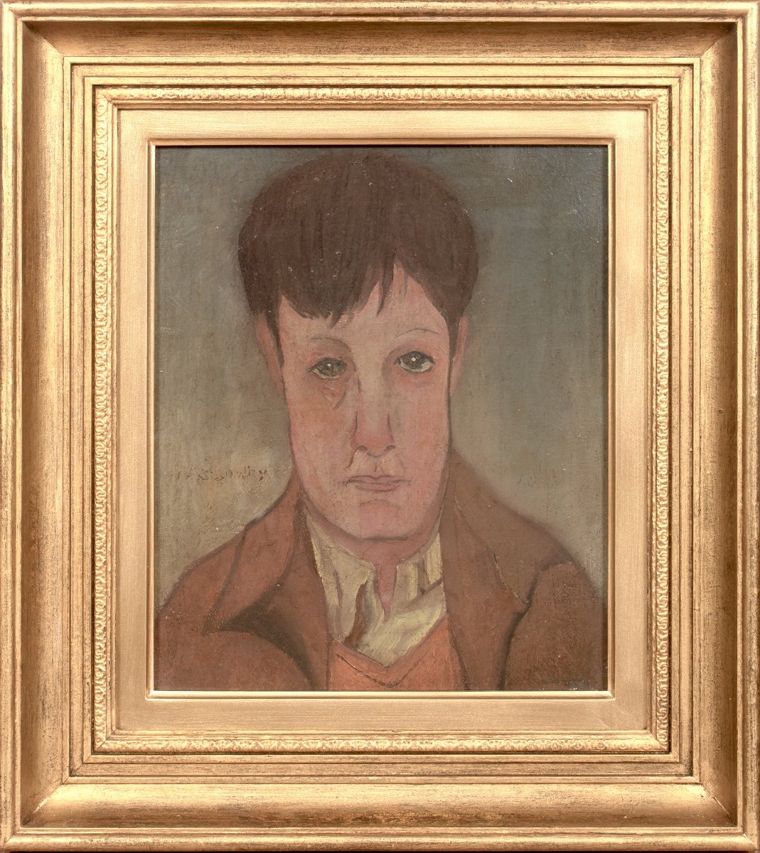 Portrait d'Un Jeune Homme, Début Du XXe Siècle  Signé L S Lowry - Laurence Stephen Lowry 