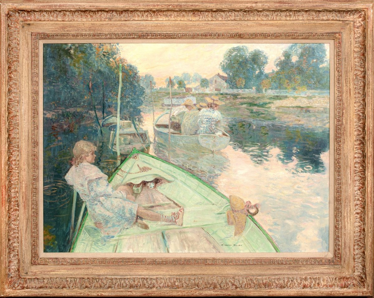 "bateaux Sur Le Lac", XIXe Siècle  Par Richard Ranft (1862-1931) Impressionniste Française