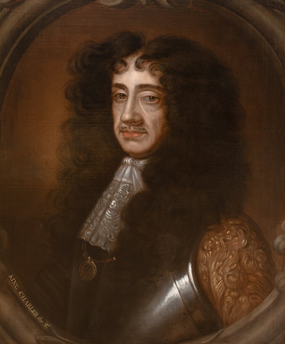 Portrait Du Roi Charles II d'Angleterre (1630-1685) XVIIe Siècle  Entourage De Sir Peter Lely -photo-4