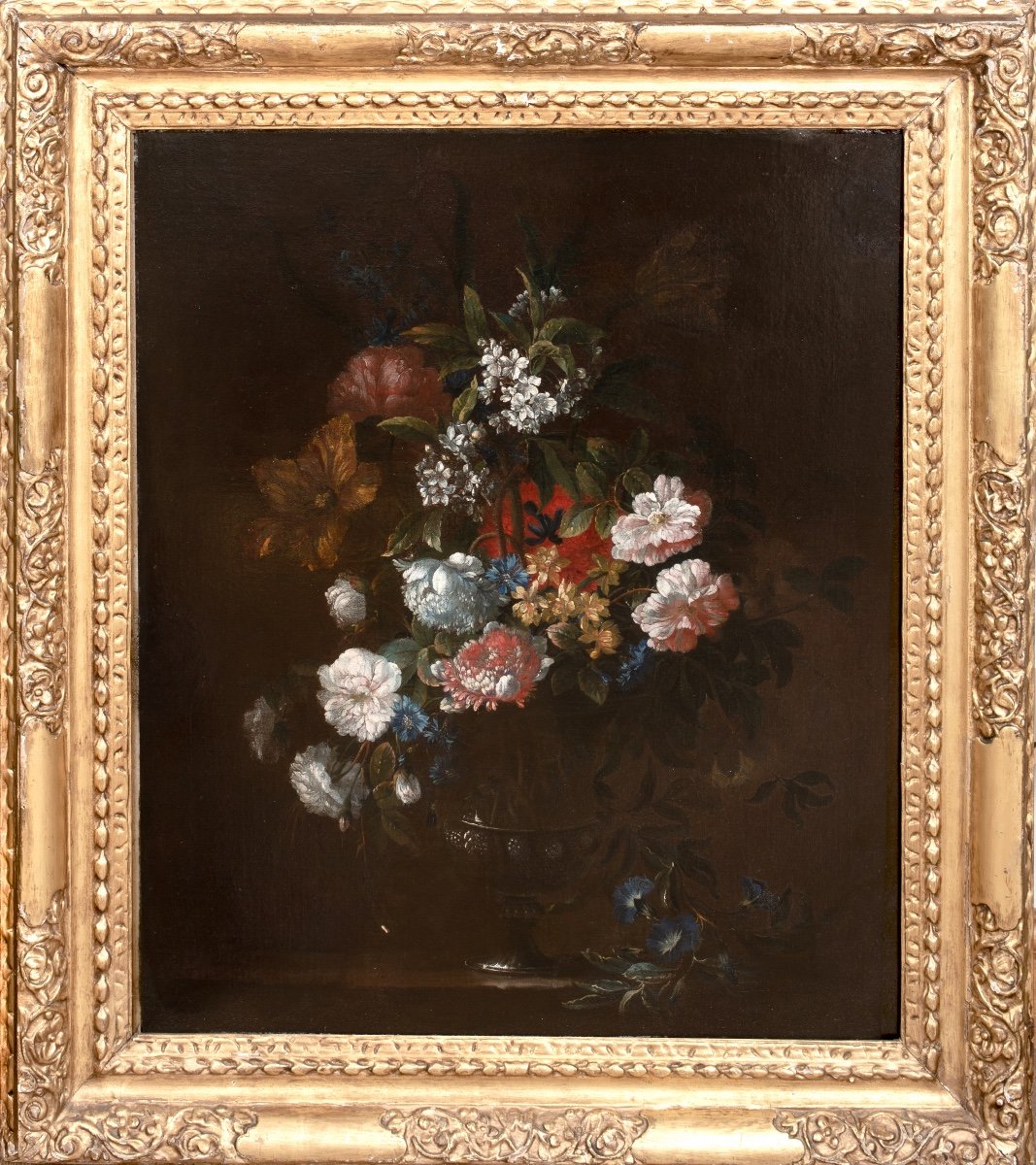 Nature Morte Aux Pivoines, Fleurs d'Oranger Et Tulipes Dans Un Vase Sur Un Rebord, XVIIe Siècle