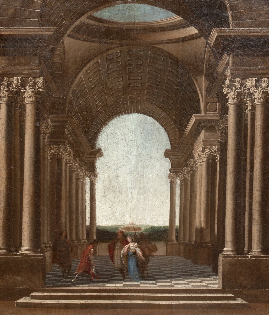 Queen Cleopatra And Her Attendants In An Architectural Portico, Giovanni Paolo Panini