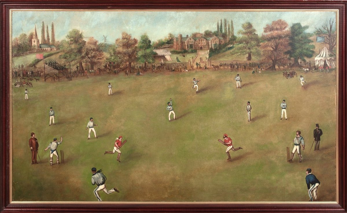 University Cricket Match, 19th Century English School Grand University Cricket Match