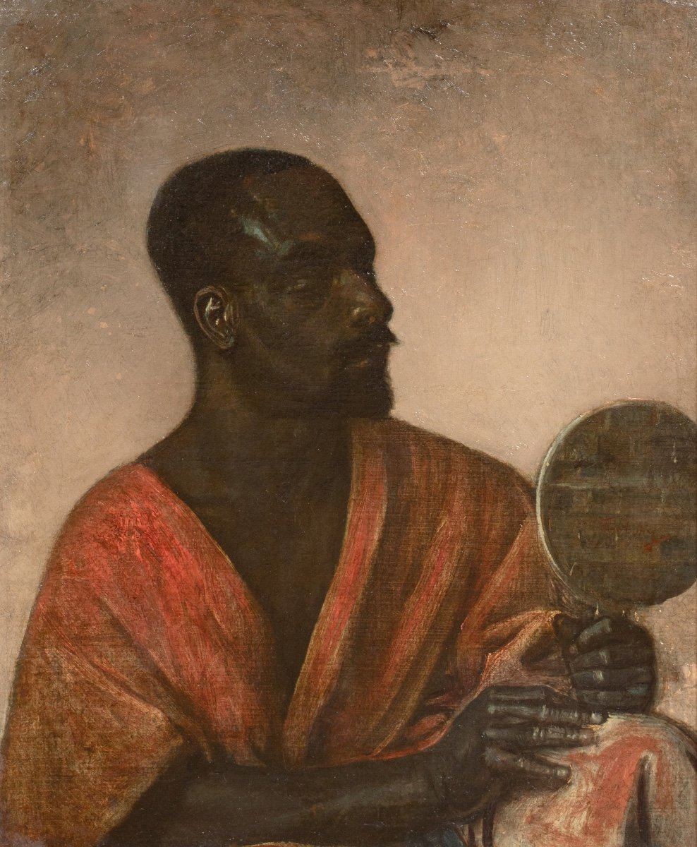 The Reflection Of The Moors, 19th Century Large Orientalist Portrait -photo-2