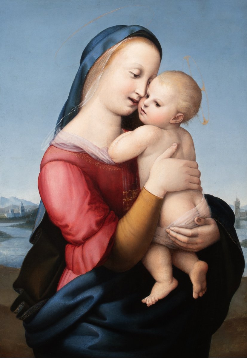 La Madone Des Tempes, XVIIe Siècle  Suiveur De Raphael (1483-1520)  -photo-4