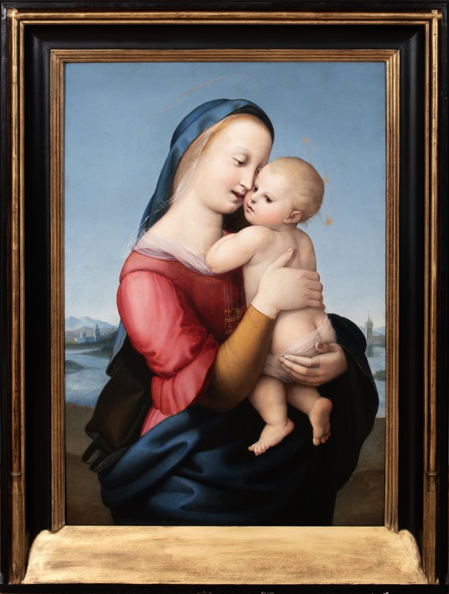 La Madone Des Tempes, XVIIe Siècle  Suiveur De Raphael (1483-1520)  