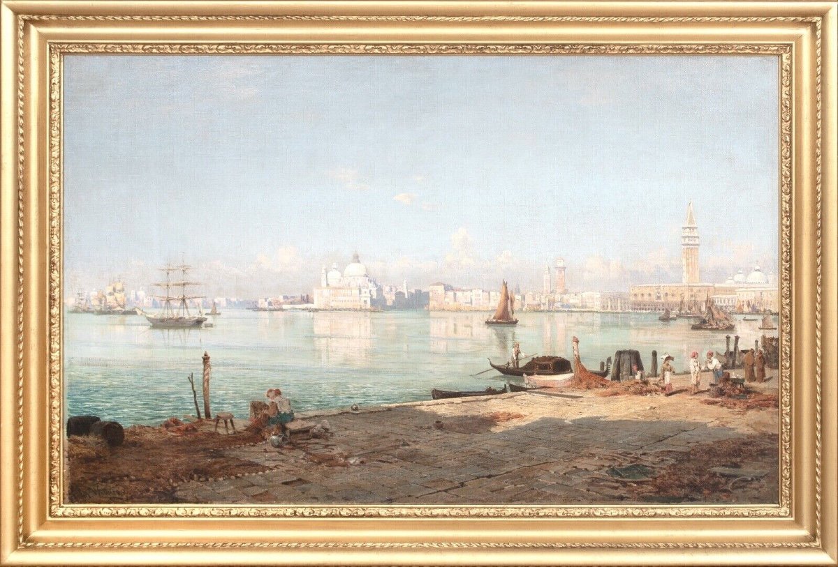 La Giudecca, Venice, 19th Century By Christian Johannes Wilberg (1839-1892)  