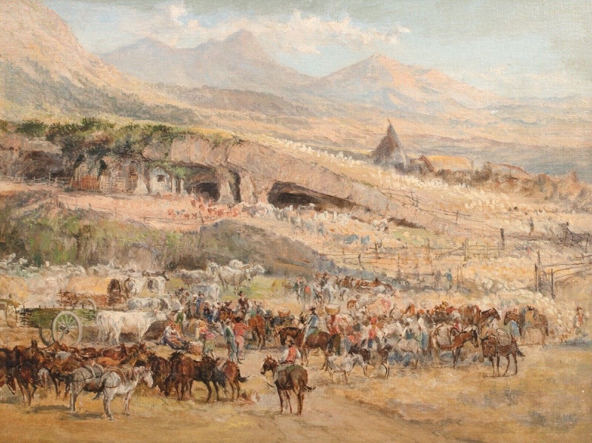 Croquis d'Un Ranch De Bétail, XIXe Siècle  Attribué à Charles Schreyvogel (1861-1912)  -photo-2