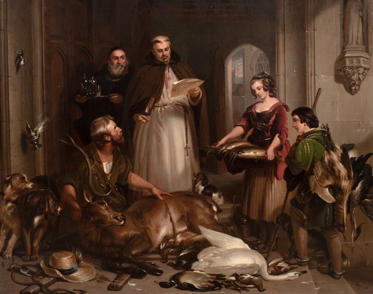 The Return Of The Deer Hunters To The Abbey, 19th Century Circle Of Sir Edwin Henry Landseer -photo-2