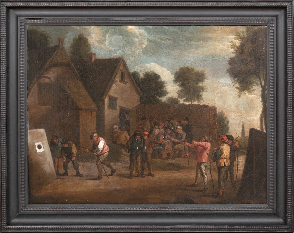 Tournoi De Tir à l'Arc Dans Un Village, XVIIe Siècle  école De David Teniers (1610-1690)  