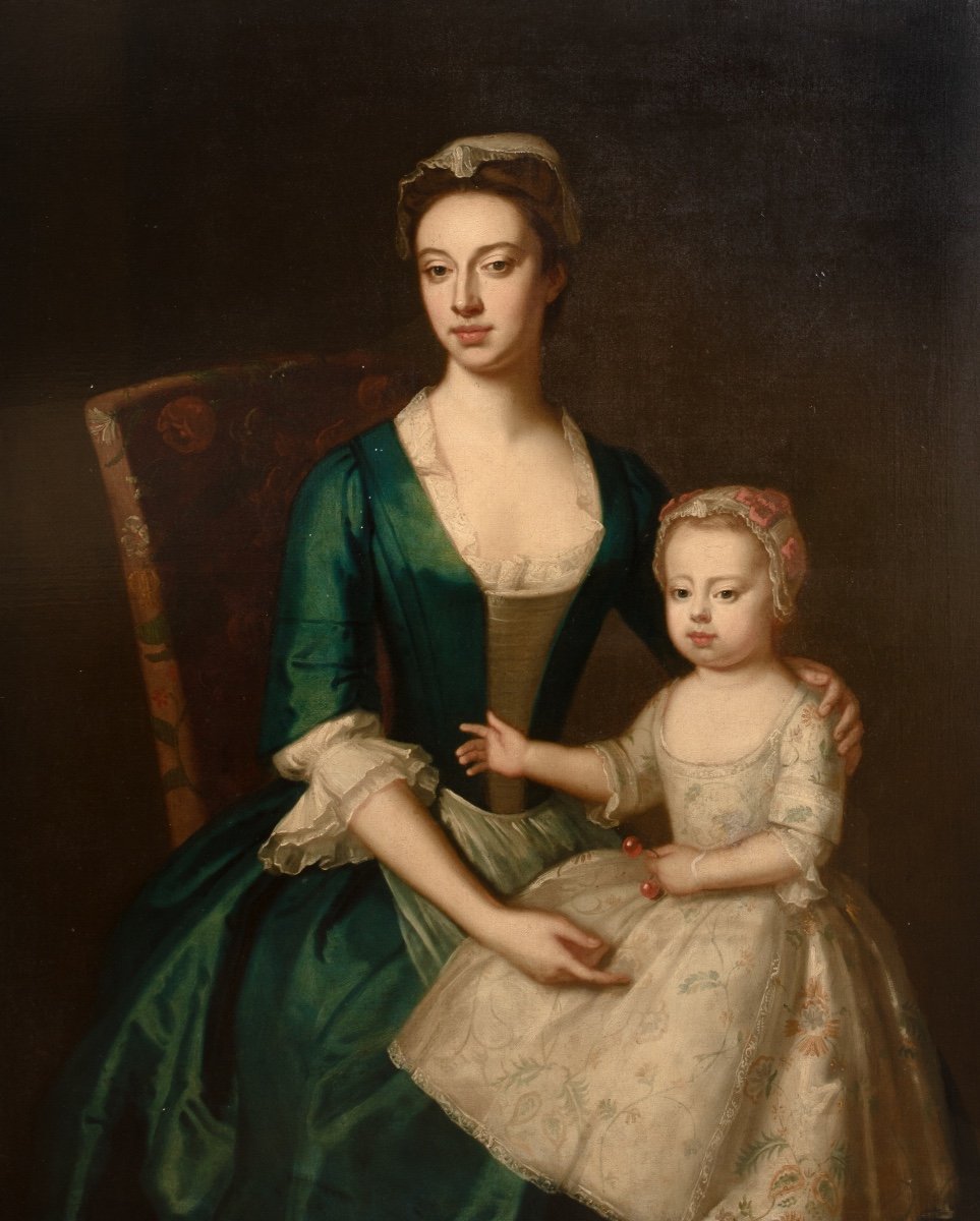 Portrait d'Elizabeth Plumer (née Byde) Et De Sa Fille, Vers 1735  John Vanderbank (1694-1739)-photo-2