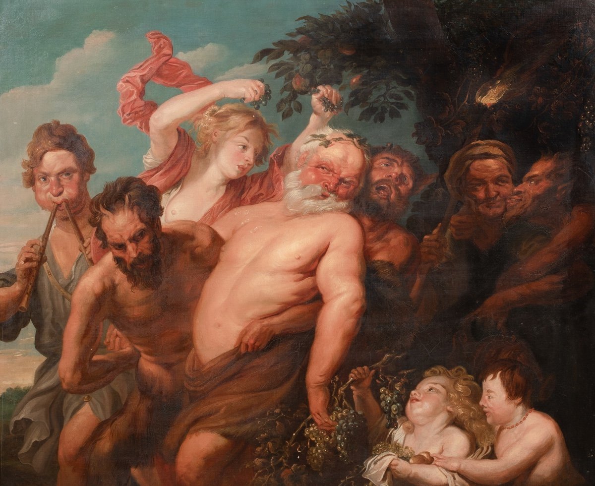 Le Silène Ivre Et Les Satyres, XVIIe/xviiie Siècle  Suiveur De Pierre Paul Rubens (1577-1640)  -photo-3