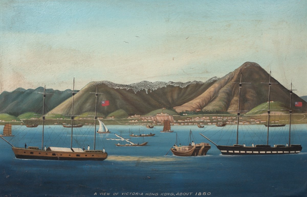 Trading Ships Off Victoria Harbour, Hong Kong, 1860 Chinese School  -photo-2