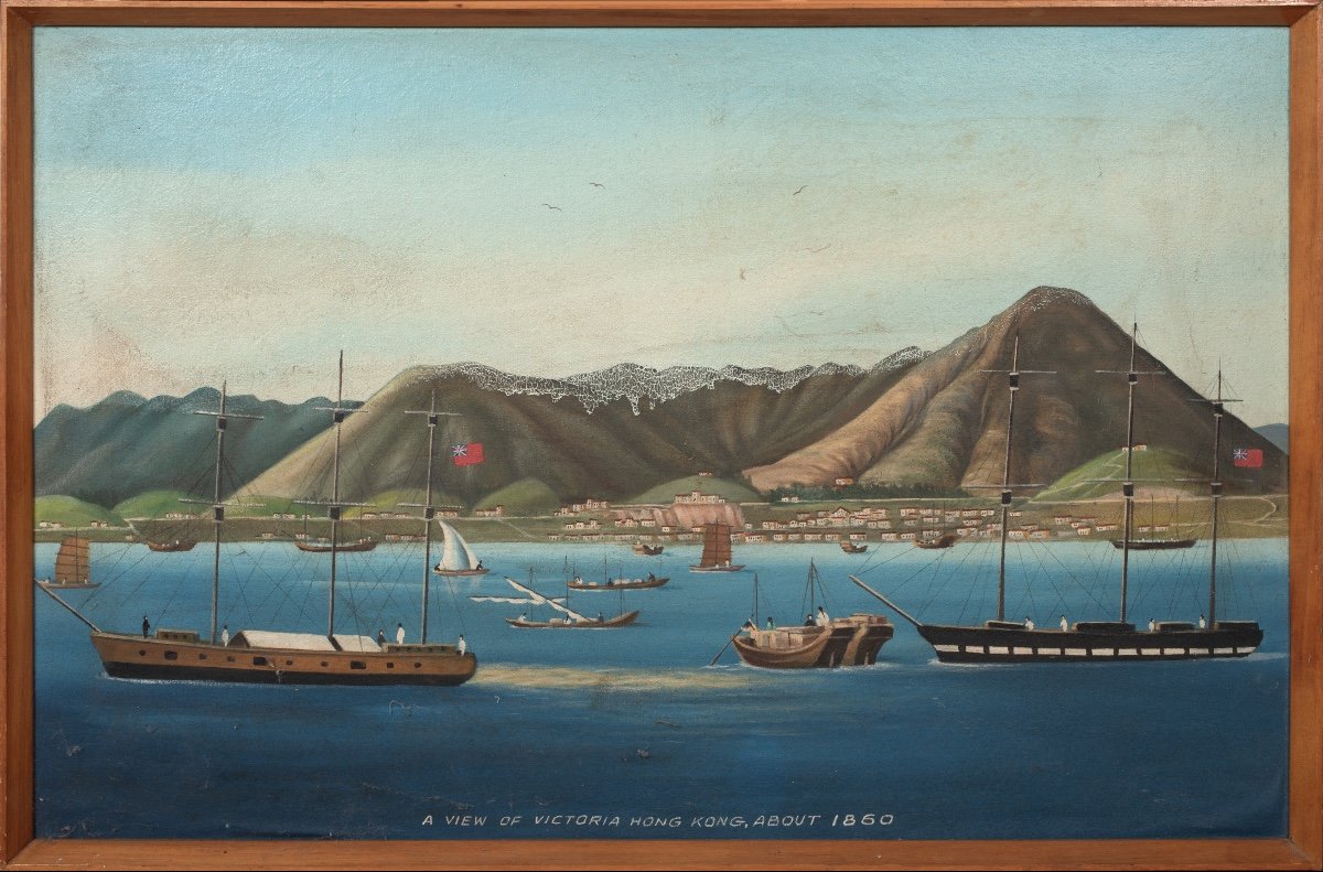 Trading Ships Off Victoria Harbour, Hong Kong, 1860 Chinese School  