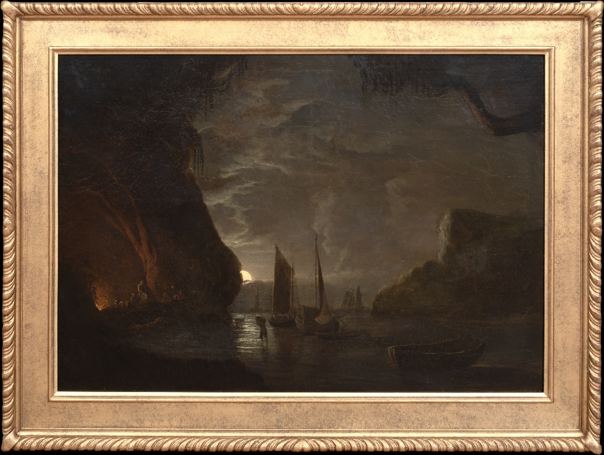 Smugglers' Cove In A Moonlit Landscape, 19th Century Abraham Pether 