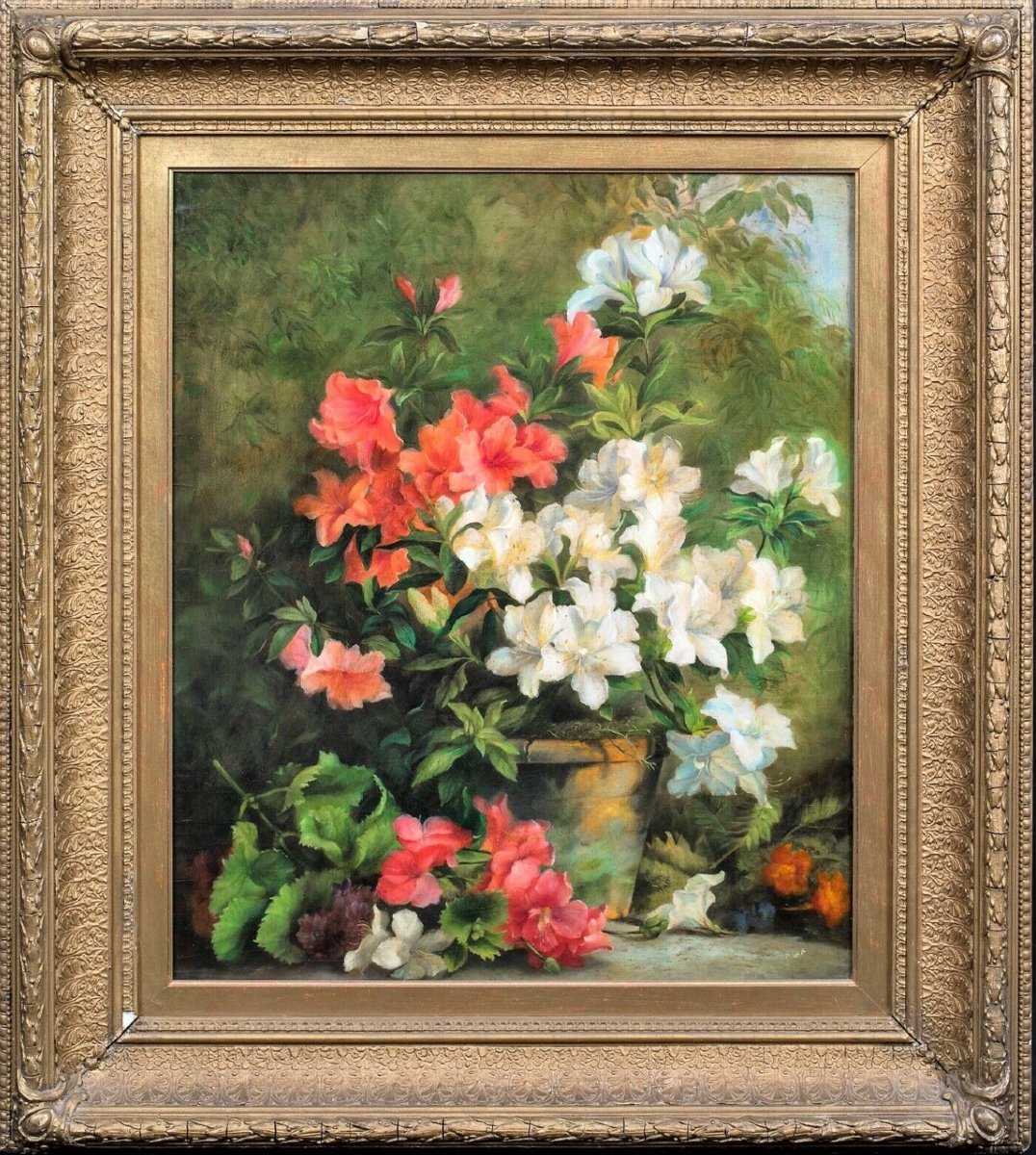 Study Of Azeleas, Circa 1900 Entourage Of Charles Courtney Curran (1861-1942)-photo-2