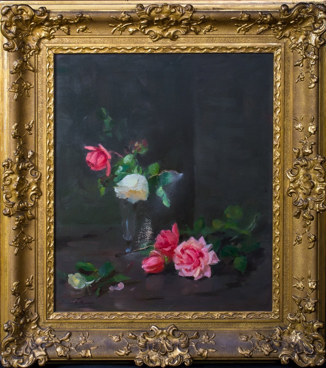 Nature Morte De Roses Roses Et Blanches, 19ème Siècle  Par Louise Ellen Perman (1854-1921)