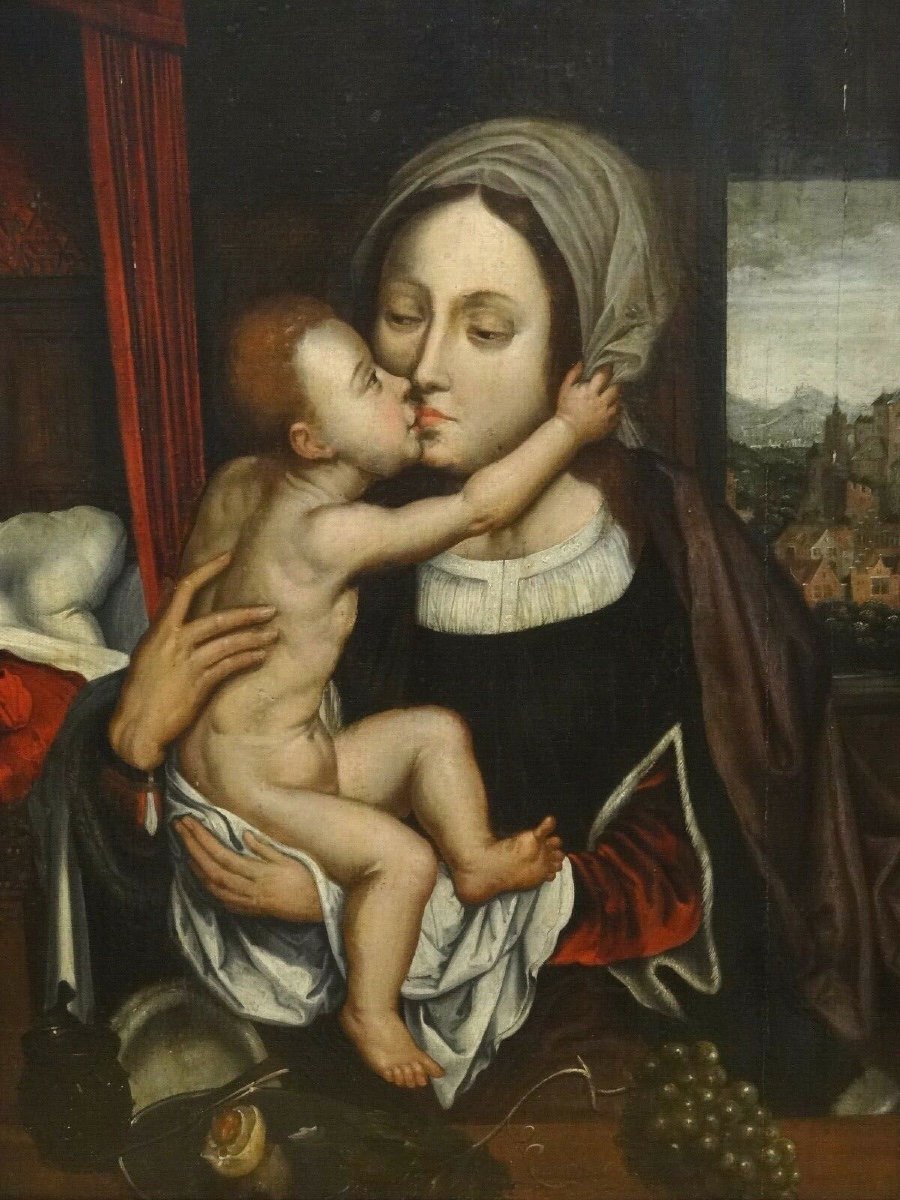 Vierge à l'Enfant, XVIe Siècle  Ecole De Quentin Metsys (1466-1530)