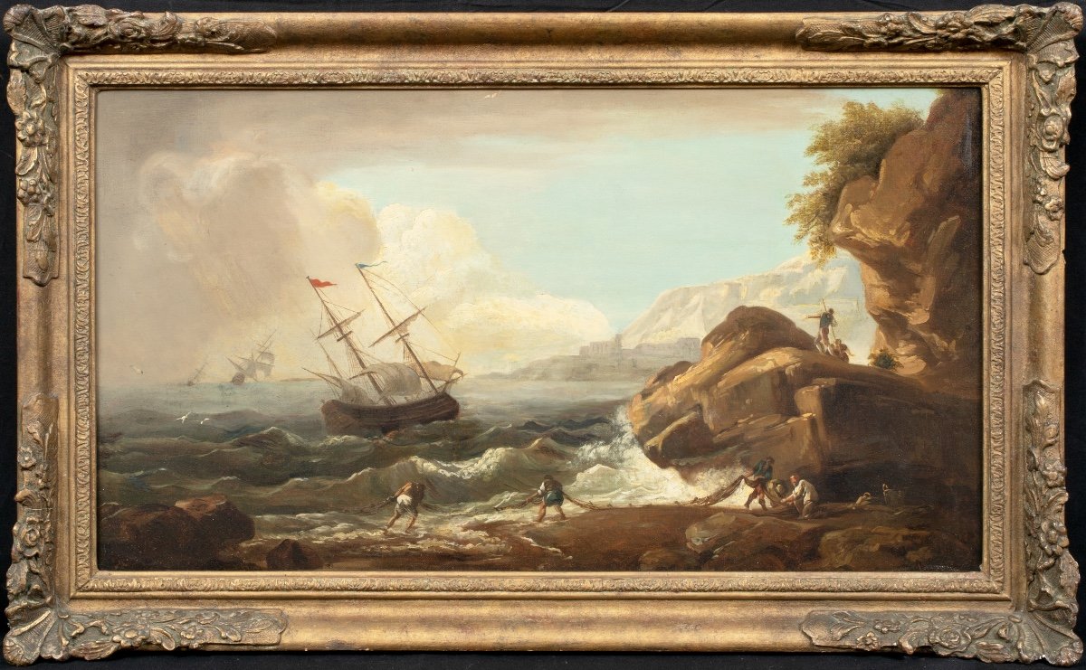 Rocky Coastal Scene, 18th Century Attributed To Joseph Vernet (1714-1789)-photo-2