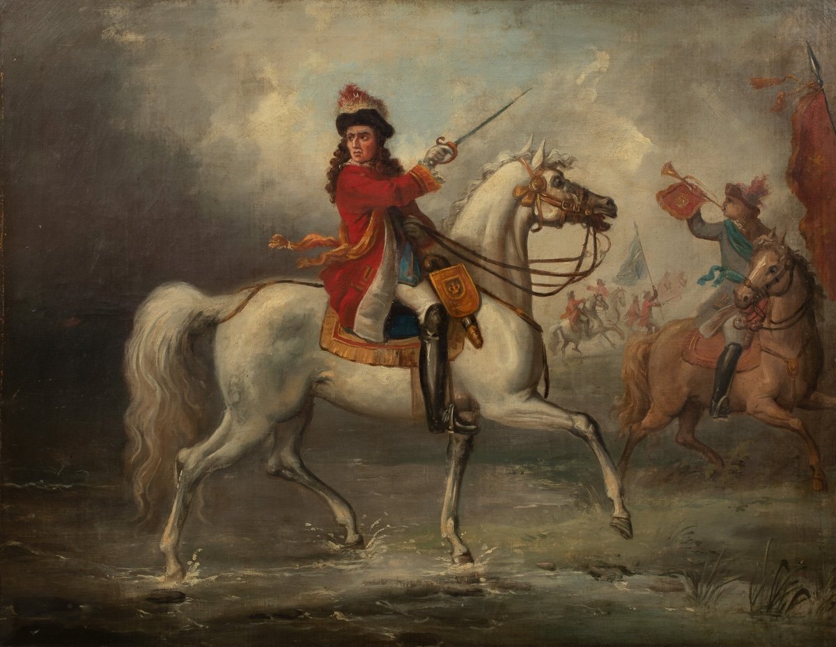 Guillaume III d'Orange (1650-1702) à La Bataille De La Boyne (1690), XIXe Siècle  École Anglais-photo-2
