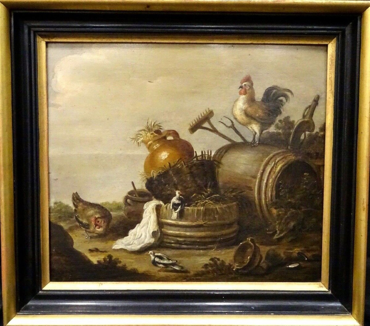 Poulets Et Autres Oiseaux Dans Une Basse-cour, XVIIIe Siècle  Attribué à Marmaduke Cradock 