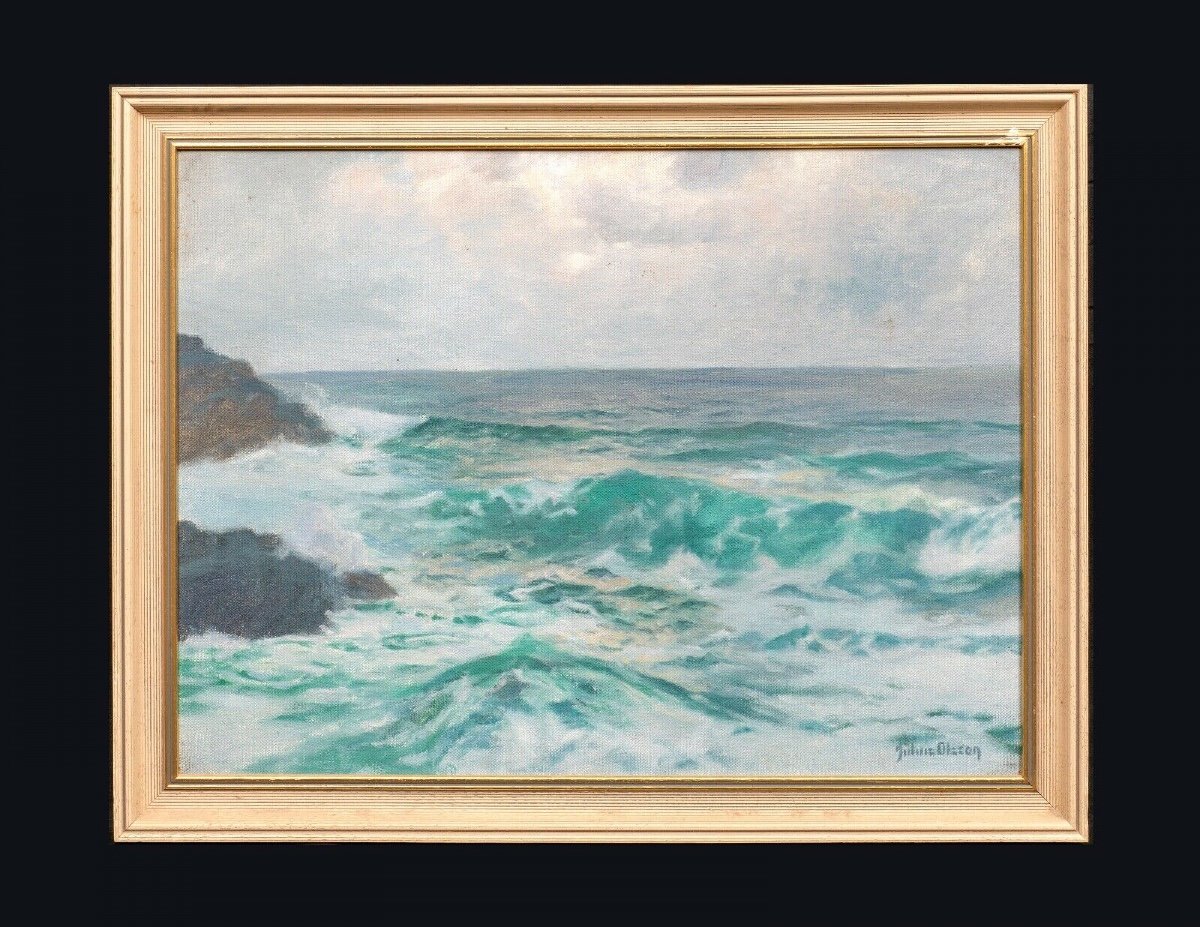 Coastal Seascape, 19th Century  By Julius Olsson (1864-1942) -photo-3